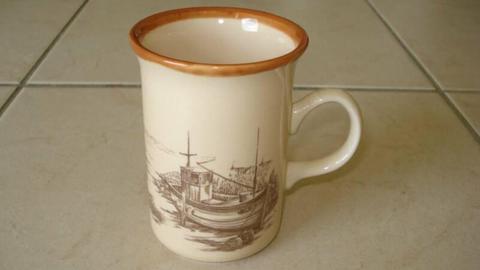 Churchill Pottery Vintage Fishing Boats Coffee Mug