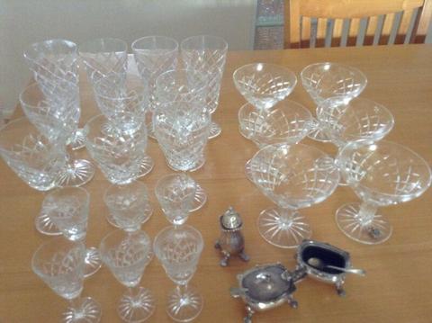 Diamond cut crystal glasses