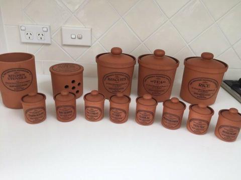 Henry Watson pottery original Suffolk canisters 13 pieces As new