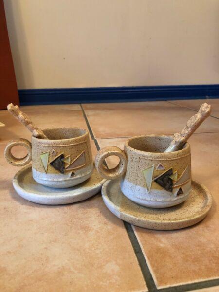 Set of two artistic tea cups