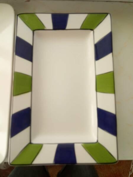 Striped Rectangular Platter , approx 20 x 30 cm