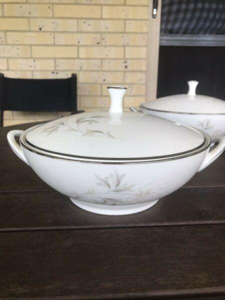 Noritake Rowena two large bowls with lids
