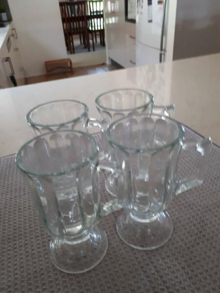 Irish Coffee Footed Glass Mugs Set 4