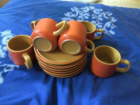 RETRO CUPS AND SAUCERS
