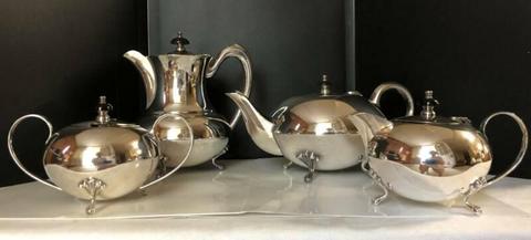 Silver Plated Tea & Coffee Pots, Milk Jug, Sugar Bowl