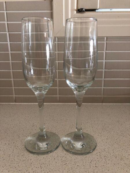 Glass champagne flutes - sold separately or together