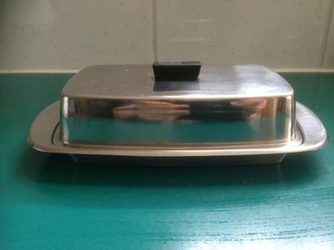 STAINLESS STEEL BUTTER DISH WITH LID