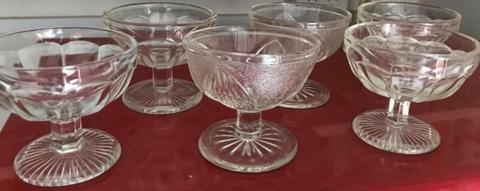Dessert bowls - 6 x stemmed glass; 5 x antique china