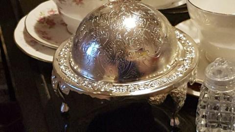 ornate silve butter dish with lid or for anything you favour