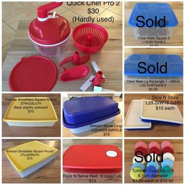 Assorted Tupperware - descriptions & prices on individual photos