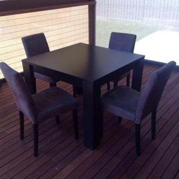 Square dining table and 4 chairs