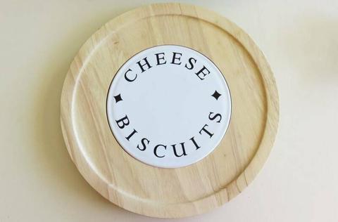 Wooden Cheese Biscuits Lazy Susan, Revolving Tray, Round