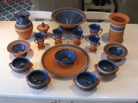 Hand made Rare Terracotta Tea and Lunch food service set