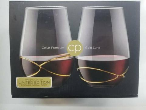 Cellar Premium Gold Luxe Stemless Wine Glasses 580ml (item 237)