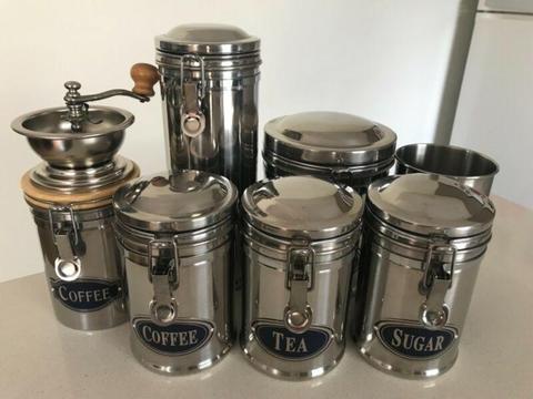 STAINLESS STEEL KITCHEN CANNISTERS - Great Used Condition