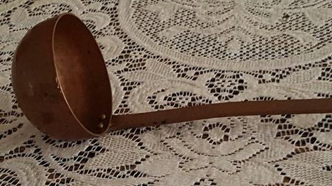 HAND CRAFTED decorative SOLID Beaten COPPER KITCHEN LADLE