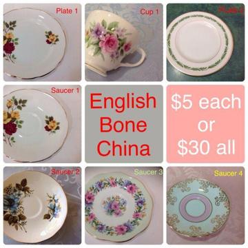 English Bone China Orphans - Craft or Crazy Teaset Pieces