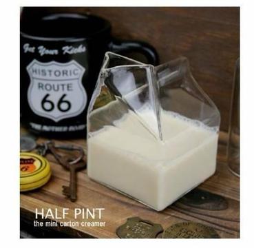 Cute Little Glass Milk Carton / Creamer / Milk Jug