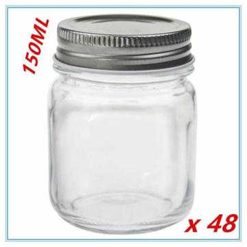 48x Small Glass Jars 200ml Preserving Conserve Storage Jam Jar We