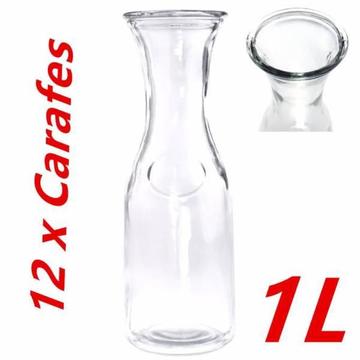 (NEW) 12 X 1L GLASS CARAFES $24 PER 12 CARAFES;