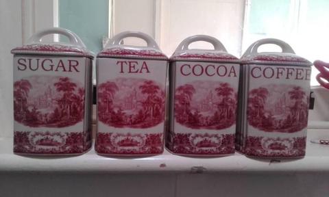 Shabby Chic pink canisters