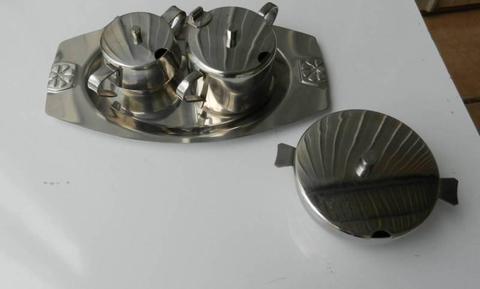 Sugar / Relish Bowl and Tray Stainless Steel 3 Bowls and 1 Tray