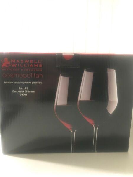 Wanted: BRAND NEW MAXWELL & WILLIAMS SET OF 6 BORDEAUX WINE GLASSES 590ML