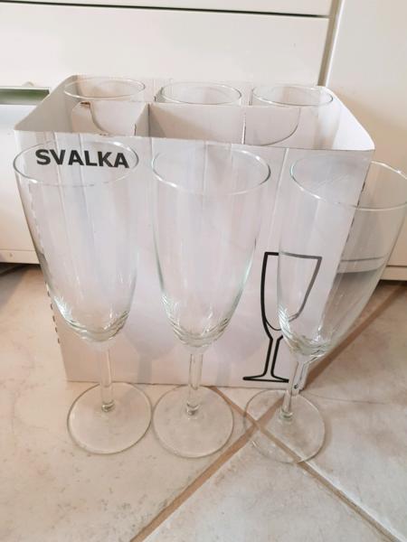 6 pc IKEA Svalka sparkling wine glasses