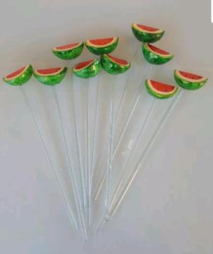 Wanted: 100 COCKTAIL STIRRERS WITH FRUIT SEGMENT TOPPER- LEMON SEGMENT