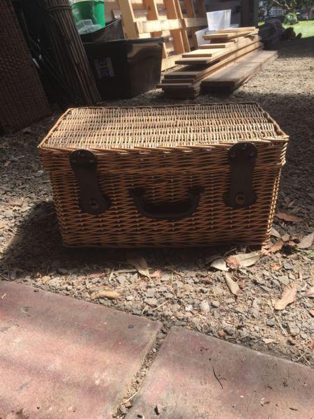Cane wicker picnic basket