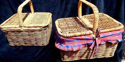 Baskets, Two Cane Picnic Good Condition