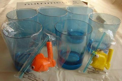 Acrylic Tumblers - Set of 6 (plus 2 reusable fun Drink Straws)