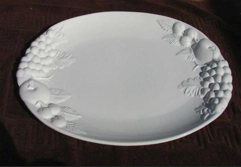 (New) Embossed Oval Serving Platter - White