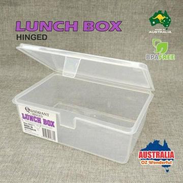 Hinged Lunch Box Plastic Food Storage Container Quadrant Aus made