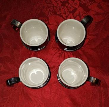Four (4) Espresso Cups by My Maison with Stainless Steel Handles