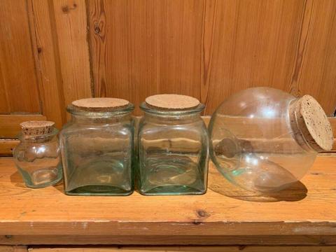 Green glass cookie containers