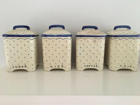 Set of antique kitchen canisters