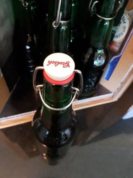 Swingtop home brew bottles 'Grolsch' 450mlx12 in handmade box