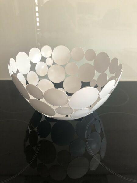 Fruit Bowl modern white metal RRP $49.95