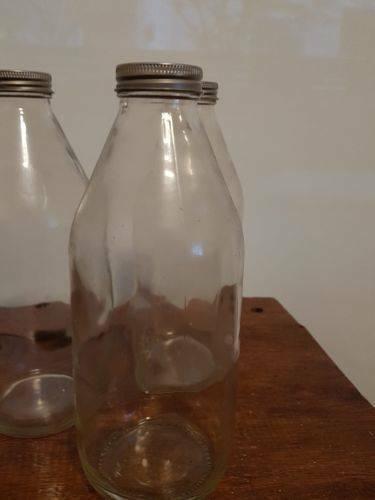 3 Glass milk bottles - new