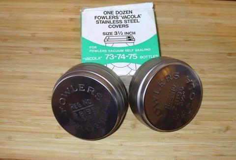 Fowlers Vacola Stainless Steel Lids 3 1/2 Inch Full Box of 12