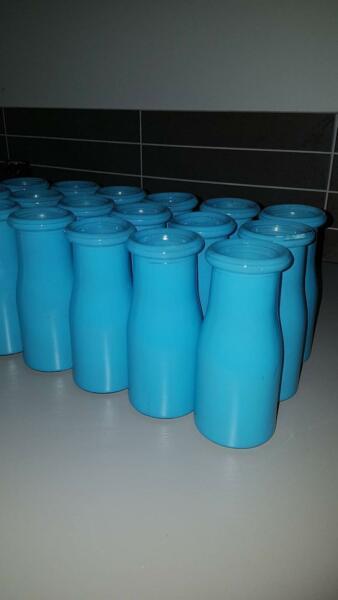 Baby shower milk bottles in blue RRP $36
