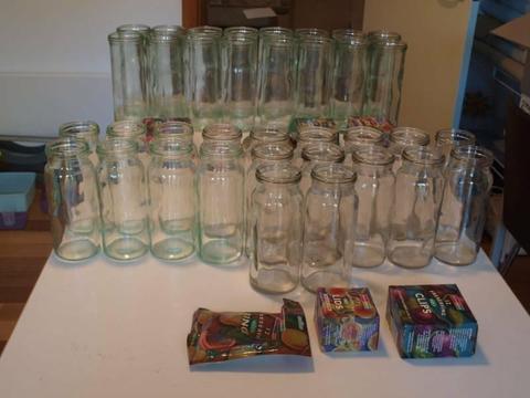 Fowlers preserving jars, vgc, various new lids, rings, clips