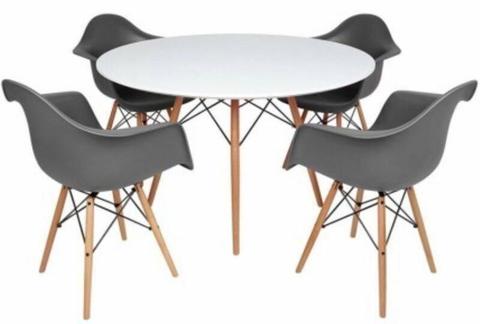 eames dining set 1X dining table 4X leather padded chairs replica
