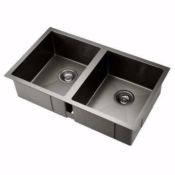 770x450mm Double Nano Sink Stainless Steel Kitchen Sink Black