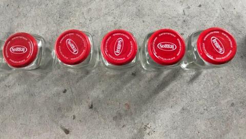 6 glass clean clear jars