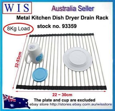 Roll-Up Kitchen Dish Drying Rack S/S Colander Dish Drainer