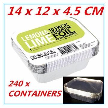 240 X Small Foil food Container Tray w Lid Roasting BBQ Takeaway