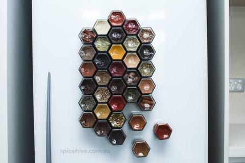 30 Hexagonal Spice Jars / Magnetic Spice Rack / Free Postage