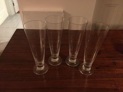 Tall beer glasses, 2 sets, $15